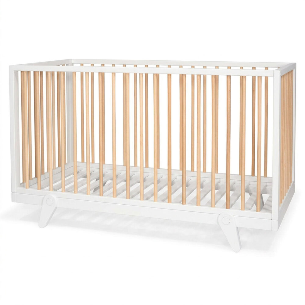 lit-petipeton-blanc-vu-face-sommier-bas Lit Petipeton 70x140cm blanc et bois de trois quarts sommier bas