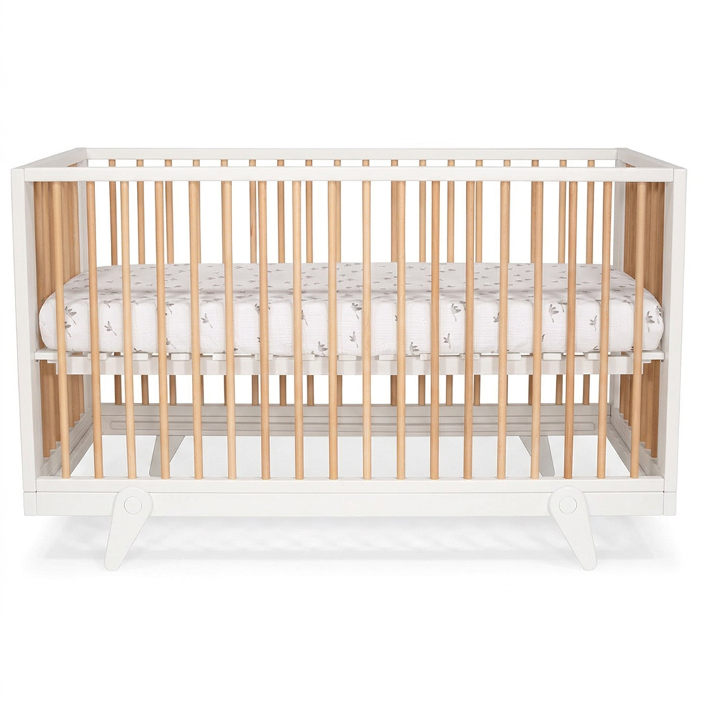 lit-petipeton-blanc-vu-face-sommier-haut-matelas Lit Petipeton 70x140cm blanc et bois de face avec matelas sommier haut