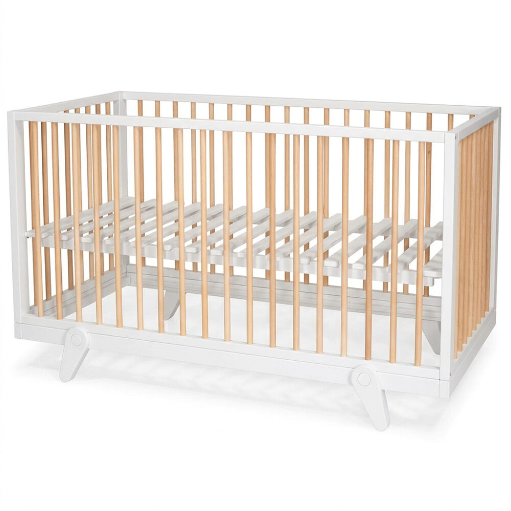 lit-petipeton-blanc-vu-trois-quarts-sommier-haut Lit Petipeton 70x140cm blanc et bois de trois quarts sommier haut