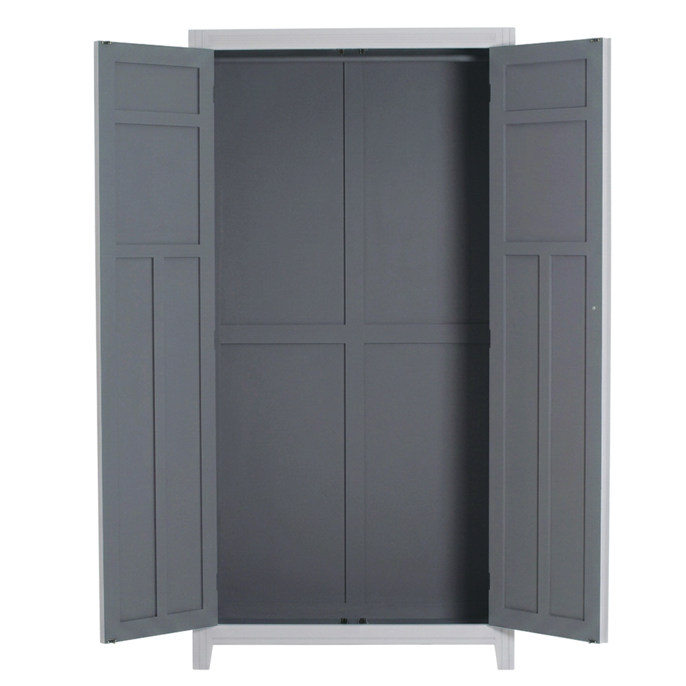 armoire-parisienne-vue-face-ouverte-sans-etageres Armoire Parisienne grise et gris souris portes ouvertes sans étagères