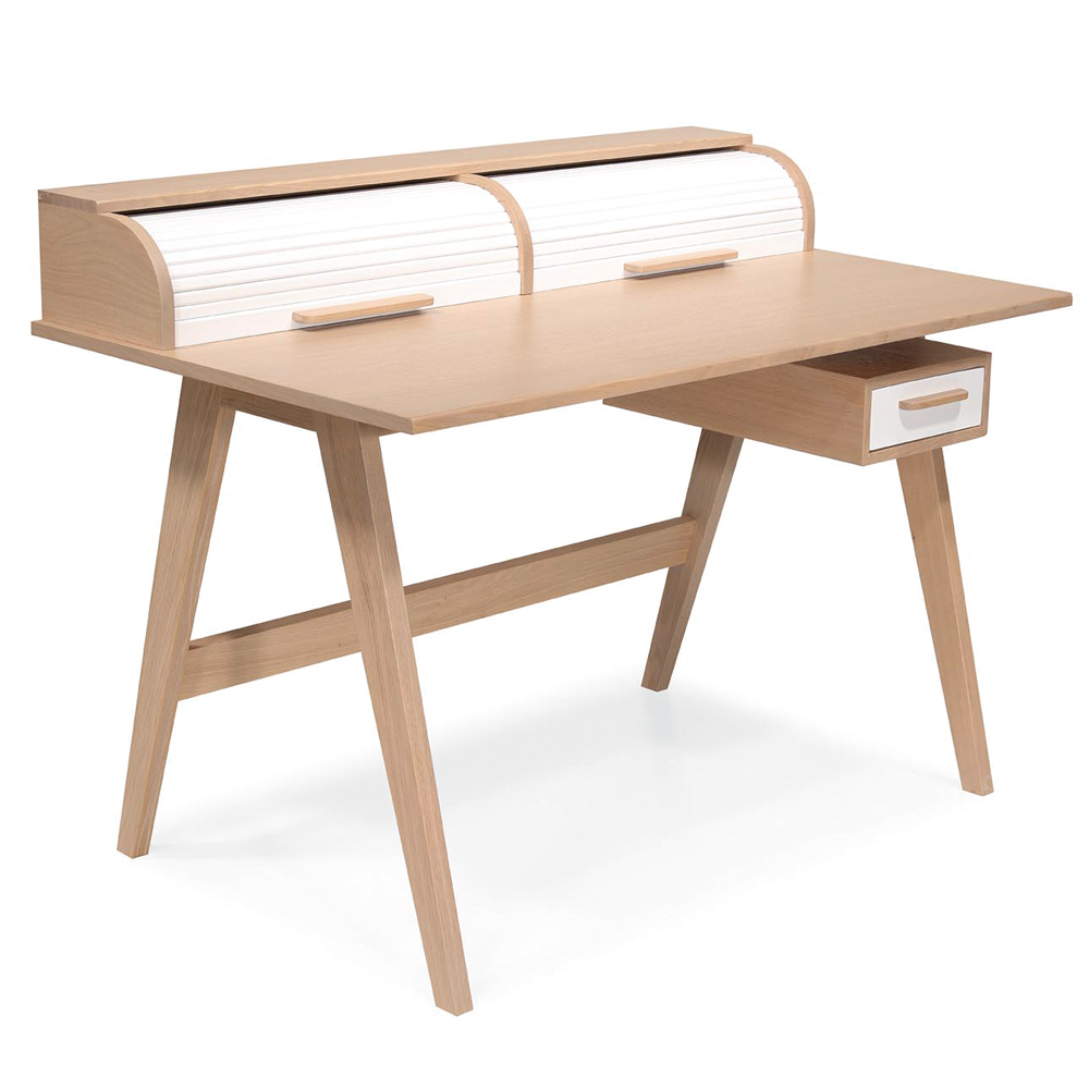 Bureau A2 chêne vue de trois quarts