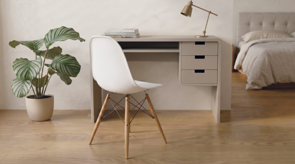Bureau L65 gris chambre nature chic