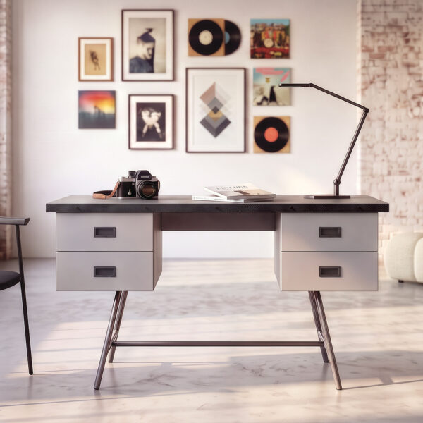 bureau-l50-gris-interieur-atelier Bureau L50 LXL gris intérieur atelier artiste