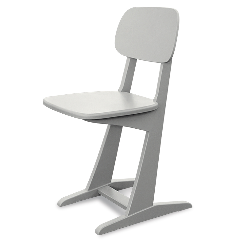 Chaise à patins grise vue de trois quarts