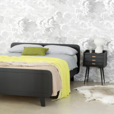 lit-rond-140x200-charbon-chevet-des-secrets-chambre-adulte Lit rond 140x200 cm charbon avec chevet des secrets dans une chambre adulte