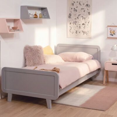 lit-rond-90x200-gris-univers-fille Lit Rond 90x200 cm gris chambre univers fille