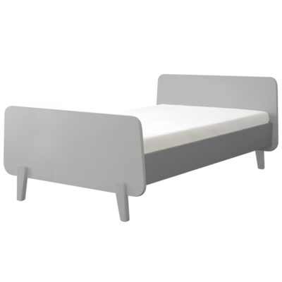 lit-MM-120x200-cm-bois-peint-gris-laurette Lit MM 120x200 cm en bois peint gris avec tête et pied de lit forme trapèze