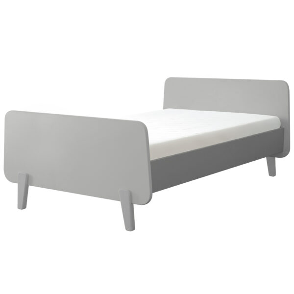 lit-MM-120x200-cm-bois-peint-gris-laurette Lit MM 120x200 cm en bois peint gris avec tête et pied de lit forme trapèze