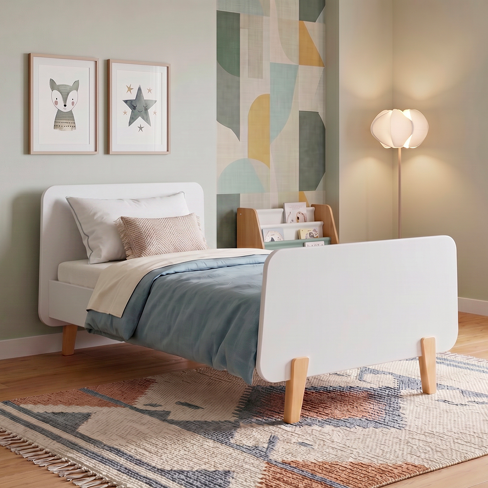 lit-mm-bois-blanc-chambre-enfant Lit MM blanc et bois naturel chambre enfant
