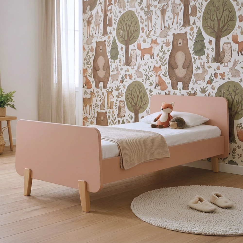 lit-mm-vieux-rose-bois-chambre-fille Lit MM 90x190 cm vieux rose et bois chambre fille