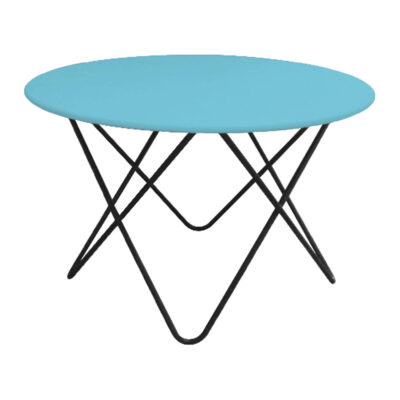 table-haricot-turquoise-pieds-fer-noirs Table Haricot turquoise avec pieds en fer noirs