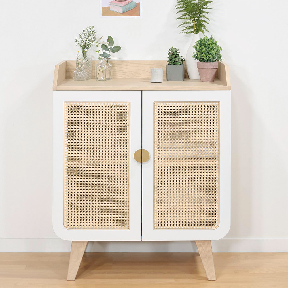 grand-buffet-zen-blanc-frene-cannage-vue-face-interieur-minimaliste Grand buffet Zen blanc frêne cannage vue de face intérieur minimaliste