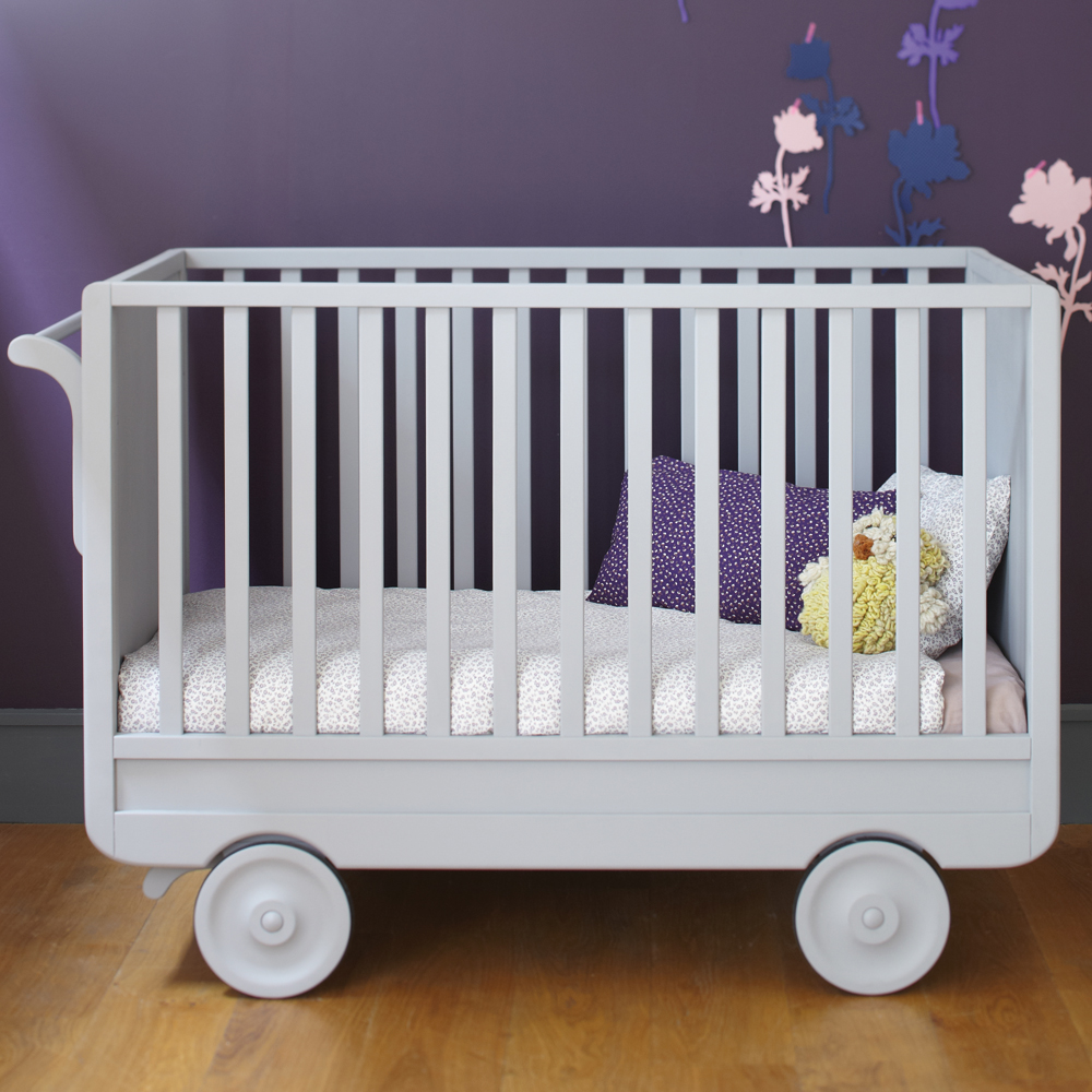 lit-roulotte-gris-chambre-enfant Lit Roulotte gris chambre enfant