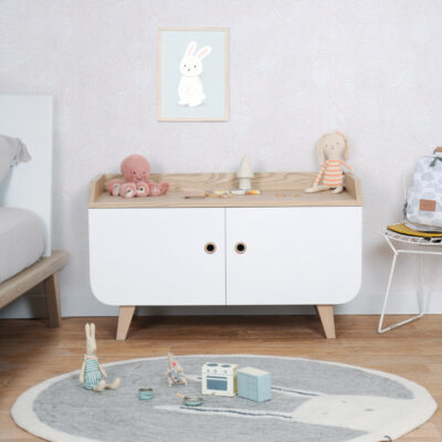 Petit buffet Zen blanc bois de frêne vue de face chambre enfant