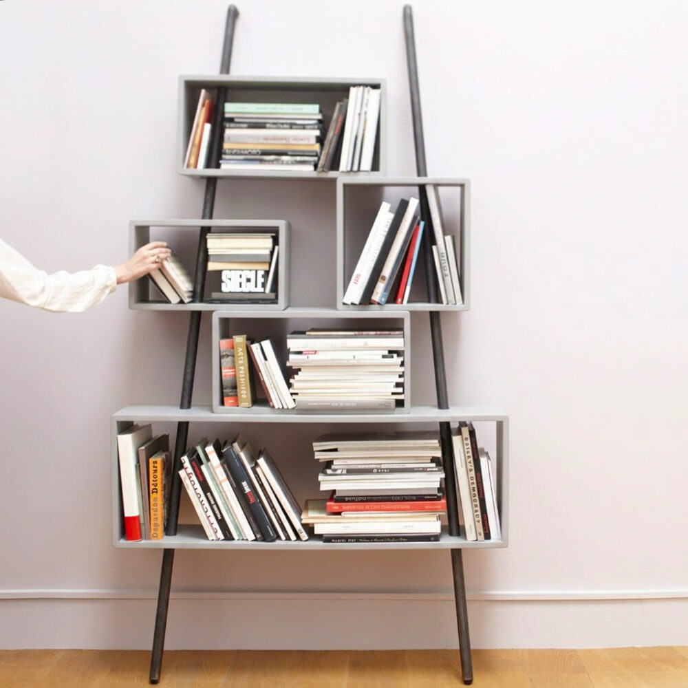 Bibliothèque La Folie gris intérieur minimaliste