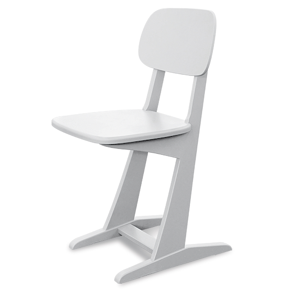 Chaise à patins blanche vue de trois quarts