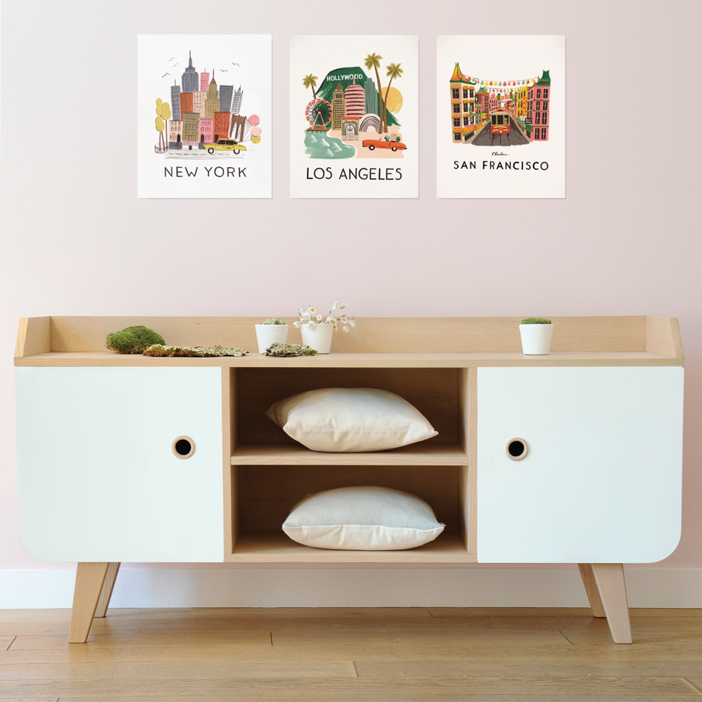 Buffet Zen finition frêne et blanc chambre d'enfant